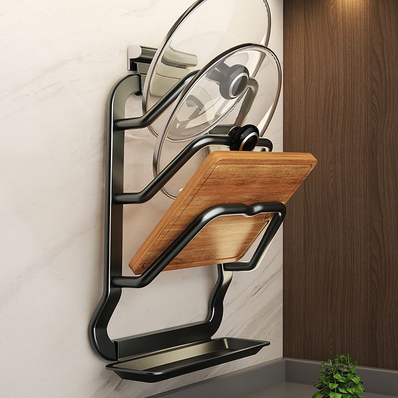 锅盖架子免打孔壁挂式厨房置物架砧板放置架O案板菜板支架收纳神