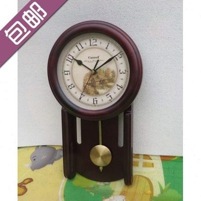 包邮韩式田园钟表创意个性客厅挂钟  中式实木小型简约壁挂摆钟