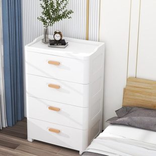 塑料床头柜简约现代收纳柜抽屉式简易储物柜卧室家用床边小型柜子