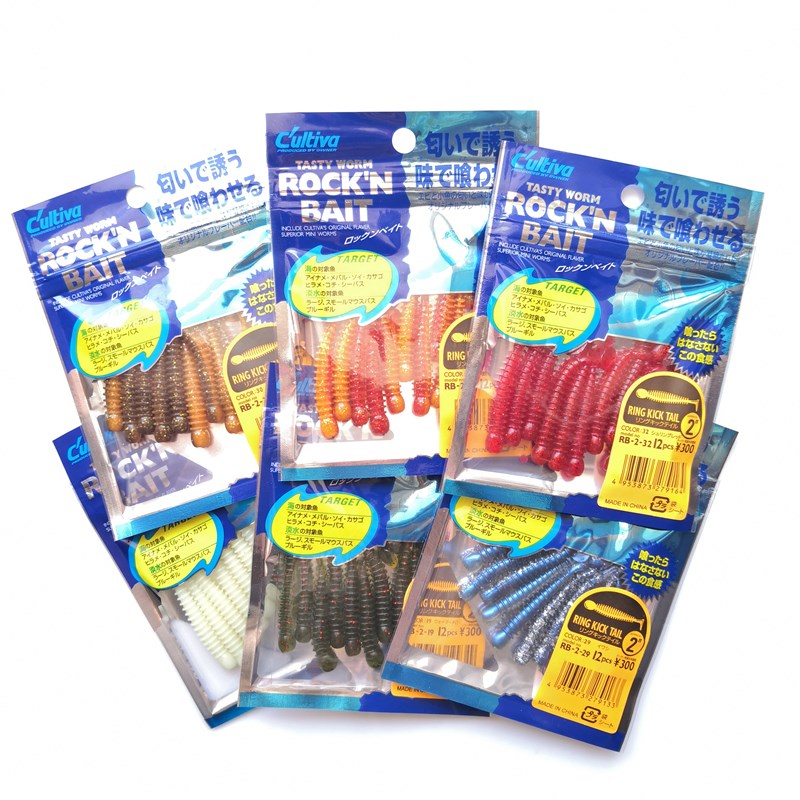 欧纳微物T尾软饵路亚假饵OWNER 2英寸马口白条根钓软虫蠕虫82906