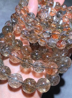 天然黑金超手炼云母超七手串共生双轮礼物黑金发晶饰品民族风情侣