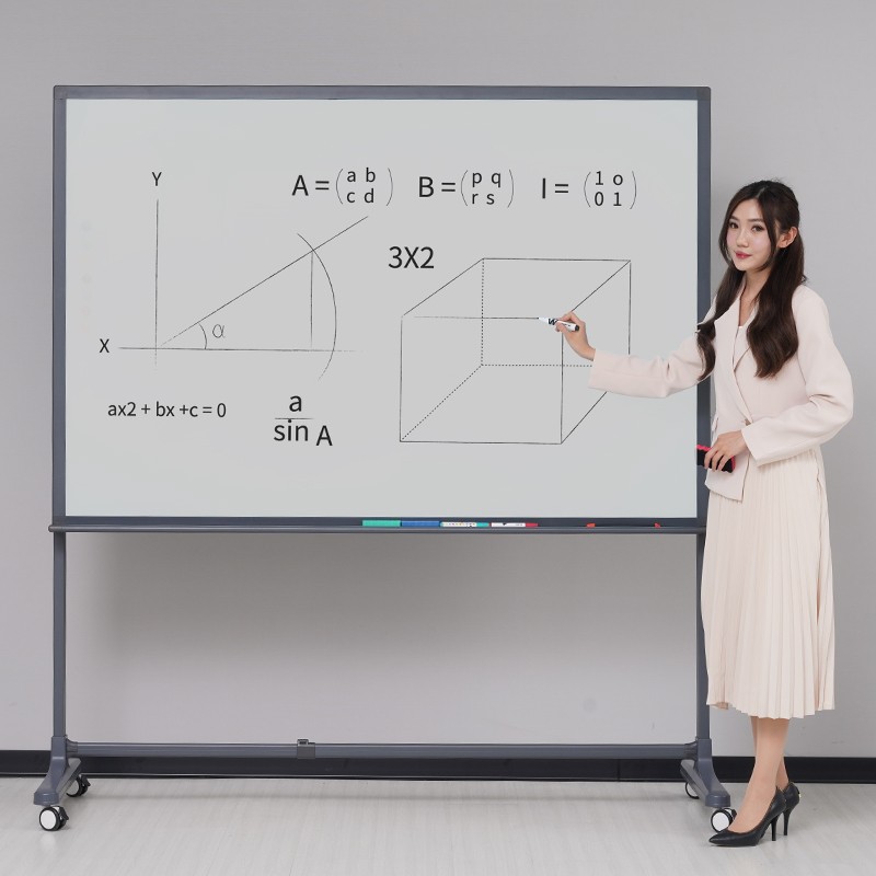 防眩钢化玻璃白板支架式可移动带轮培训会议办公室教学培训磁性哑