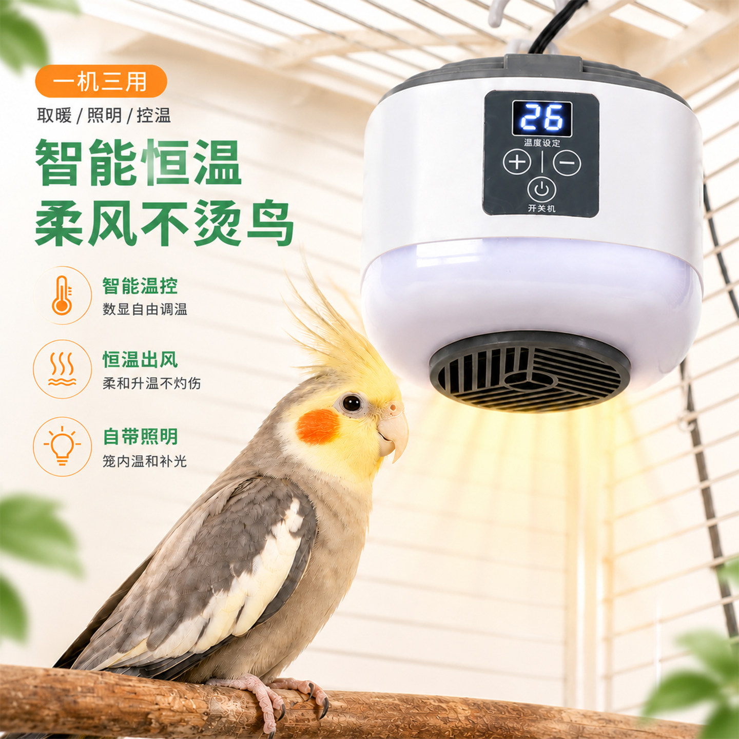 保温灯鹦鹉专用自动调温宠物暖风机恒温牡丹玄凤鸟笼冬季取暖神器