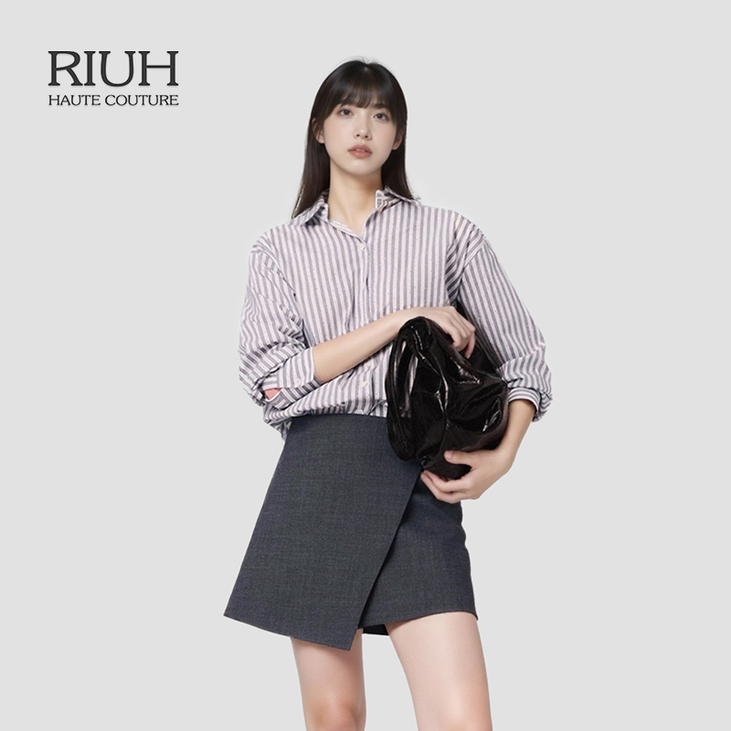 RIUH精致法式气质可拆卸短款衬衫式连衣裙25秋冬