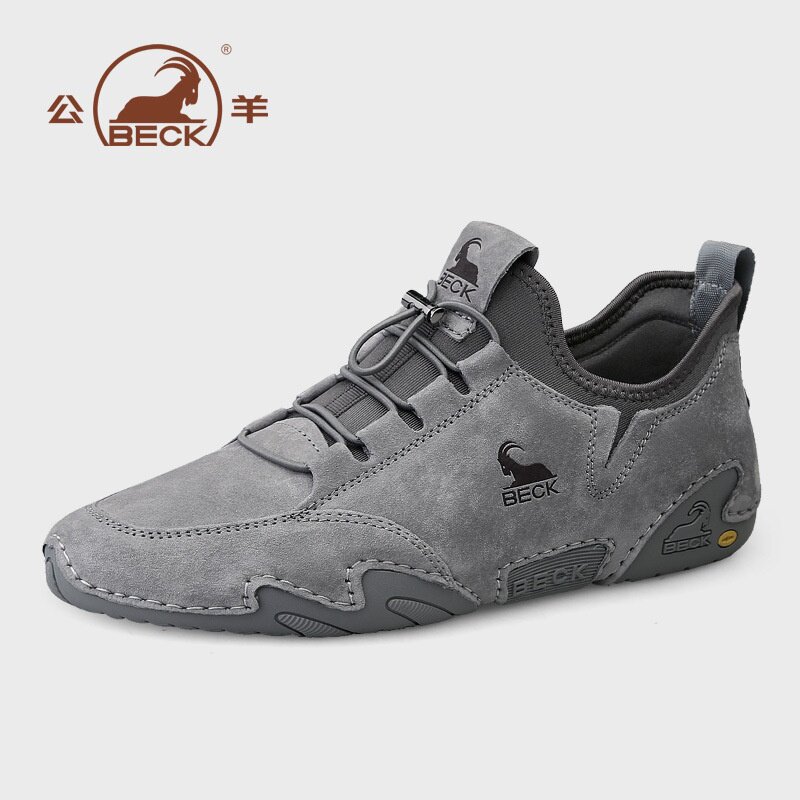 公羊男鞋春秋季新款真皮男士休闲鞋男百搭软底户外运动鞋皮鞋男款