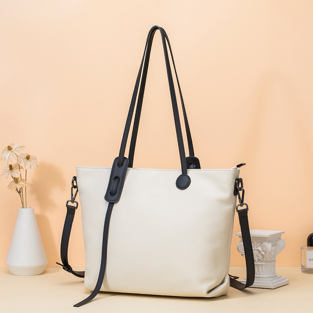 真皮简约高颜值托特包女新款单肩斜挎包百搭通勤手提包大容量女包