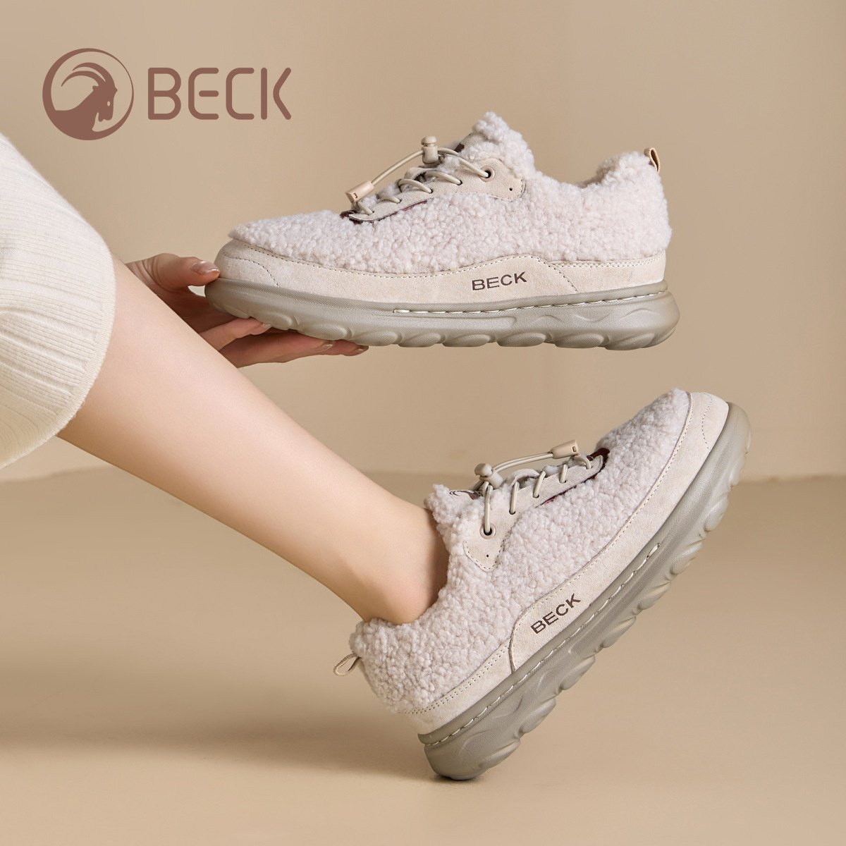 公羊女鞋2025秋季新款百搭女保暖加绒休闲鞋不累脚运动鞋单鞋女