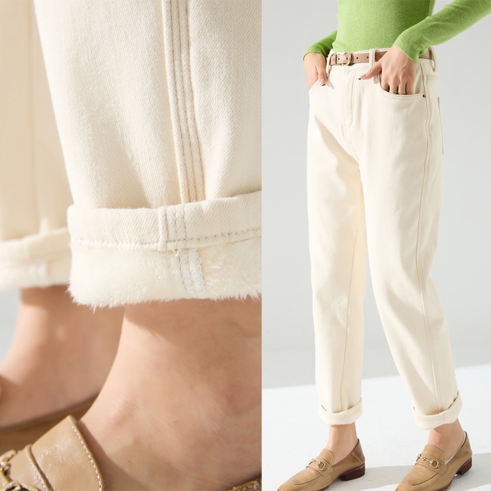 2024冬新款加绒深冬高腰显瘦小个子萝卜老爹小脚裤铅笔裤女22171