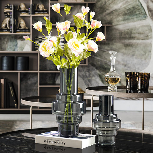 轻奢高档捷克水晶气泡花瓶摆件客厅插花创意玻璃网红透明餐桌花瓶