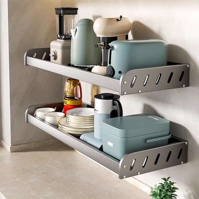 厨房置物架加宽平板免打孔v墙上壁挂式多功能挂架调料架子收纳神
