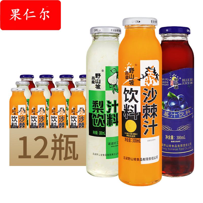 包邮 果汁饮料300*12瓶整箱蓝莓汁梨汁沙棘汁饮料