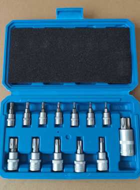 13PC压批套筒梅花钻头1/4 3/8 1/2旋具 T8-T7