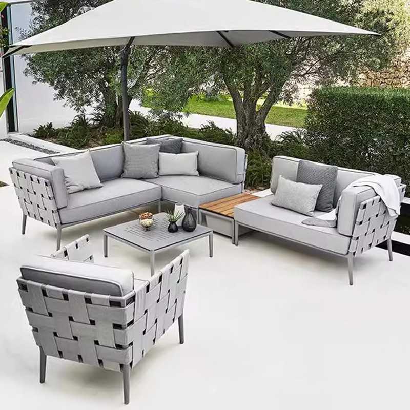 北欧户外沙发组合庭院阳台露台花园藤编沙发设计师售楼部藤椅家具