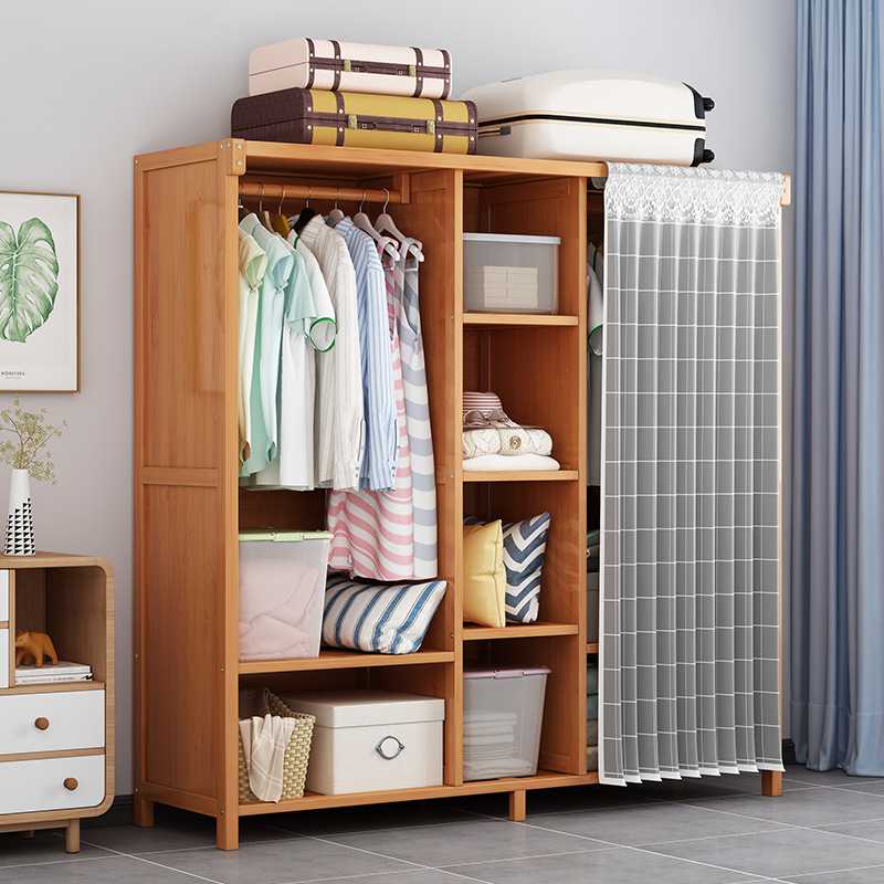 简易衣柜家用卧室组装收纳柜子分层隔板出租房用布帘宿舍储物衣橱