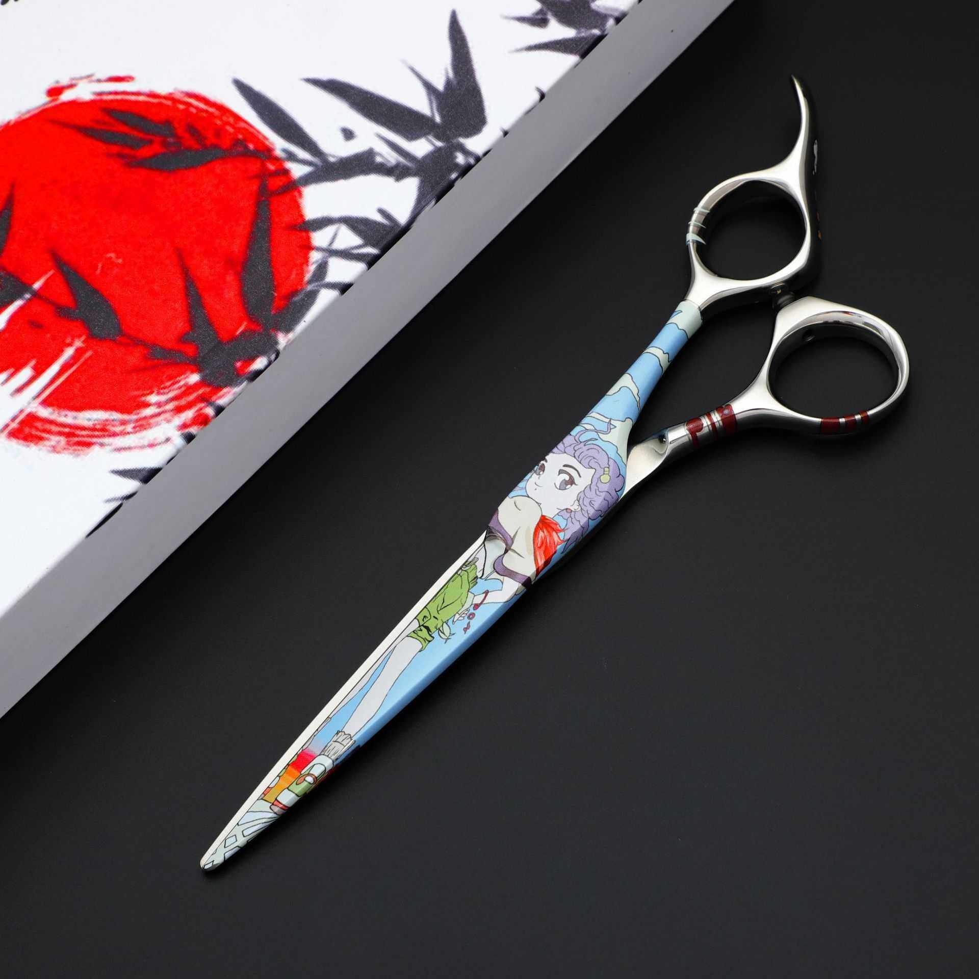 彩绘平剪美发剪刀长发短发直剪刀 可定logo 6.25寸理发师理发剪刀