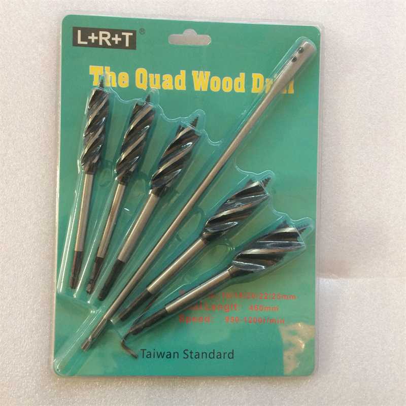 LRT四槽木工钻6PCS四刃支罗钻10-35头门锁开孔器门锁木工扩孔钻头