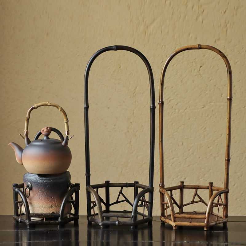 梅鹿竹紫竹提梁凉炉架 风炉煮茶炉架凉炉台茶道器具 功夫茶具配件