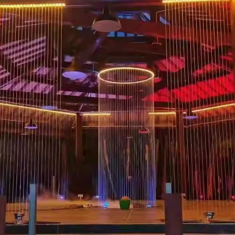 拉线水帘光纤水幕屏风景区流水造景D水幕墙瀑布水幕水系景观循环