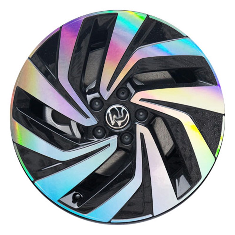 22款途观L轮毂贴镭射七彩改装A饰防水车贴碳纤维反光改色划痕遮盖