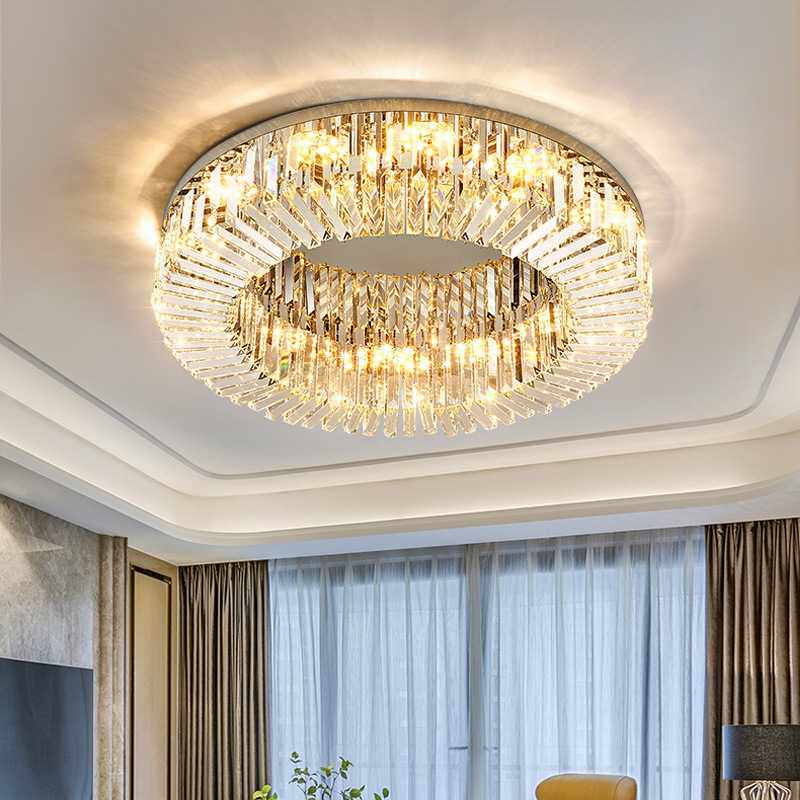 轻奢水晶灯客厅灯吸顶灯高档房间吸顶灯圆形灯具大气家用卧室灯饰