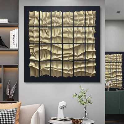 D立体木雕画立体意式极简玄关装饰画亮面效果高级感中古风挂画