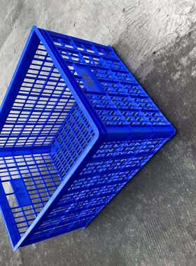 PE塑料周转筐 镂空仓储货架胶箱 830*630*510服装快递蓝色熟料框