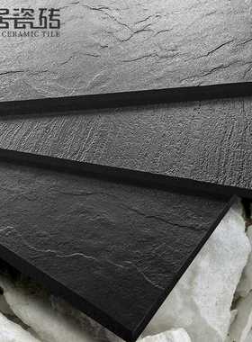 超黑色凹凸板岩通体广东佛山瓷砖 哑光墙砖店铺商场地板砖600/800