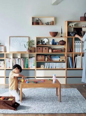 实木自由组合格子柜书架置物架收纳架隔断格格柜陈列柜展示柜书橱