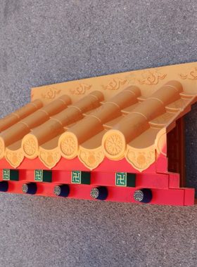 梦古金彩特大特厚免架子瓦青出于蓝树脂仿古中式一体彩绘装饰屋檐