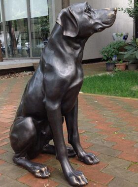 铜雕动物摆件大狗 守护犬 坐地犬工艺品客厅庭院广场摆设饰品礼品