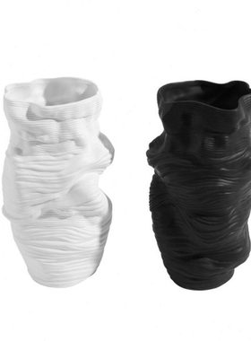 不规则白色大花瓶陶瓷花器异形花插摆件售楼处样板间中式软装饰品