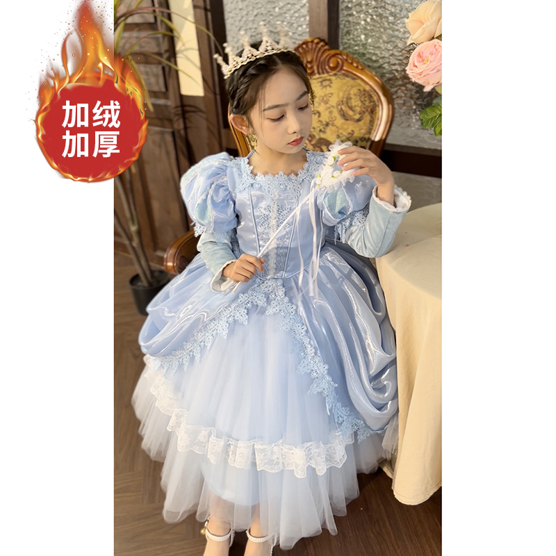 圣诞衣服儿童公主裙洛丽塔女童爱莎冰雪奇缘艾莎公主裙生日连衣裙