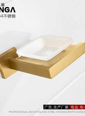 四方玻璃碟架子拉丝金色肥皂架磨砂碟跨境304不锈钢香皂架Q7007E