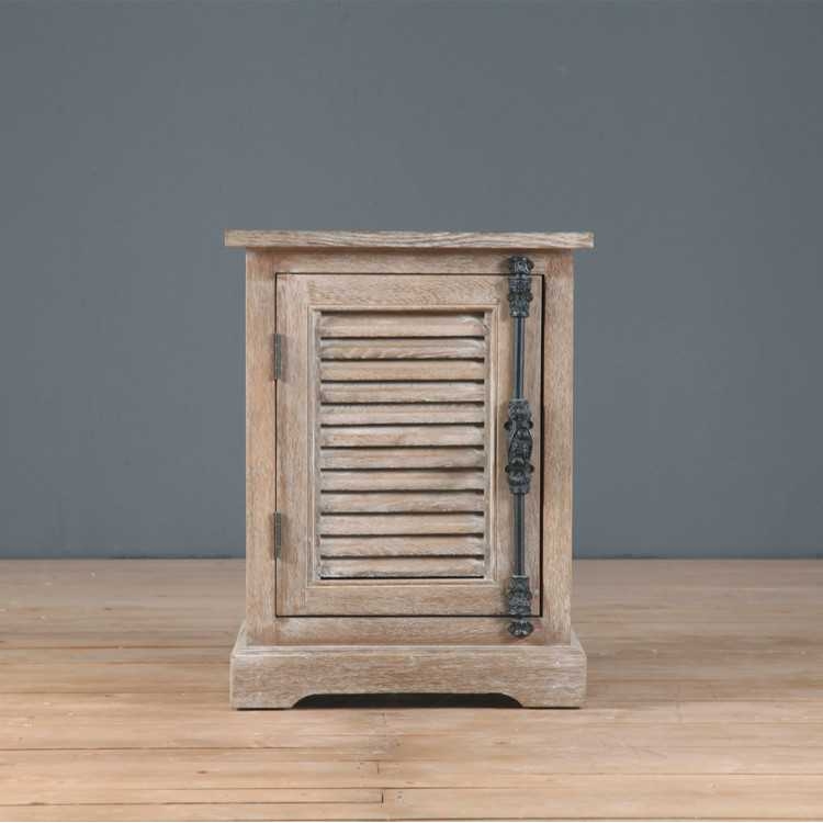 美式乡村风格实木百叶门床头柜法式复古做旧天地锁单门床边柜角柜