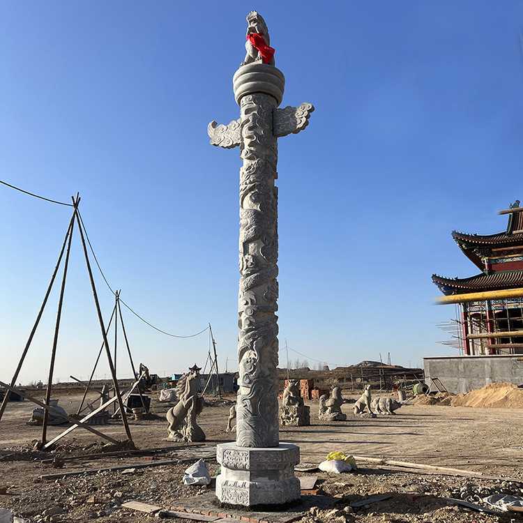石雕石柱浮雕滚龙盘龙柱十二生肖二十四孝文化柱祥云柱罗马图腾柱