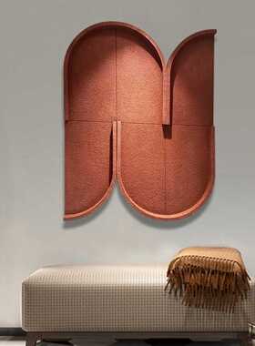 现代简约客厅抽象装饰画玄关过道餐厅样板间售楼部立体橙色挂画3D