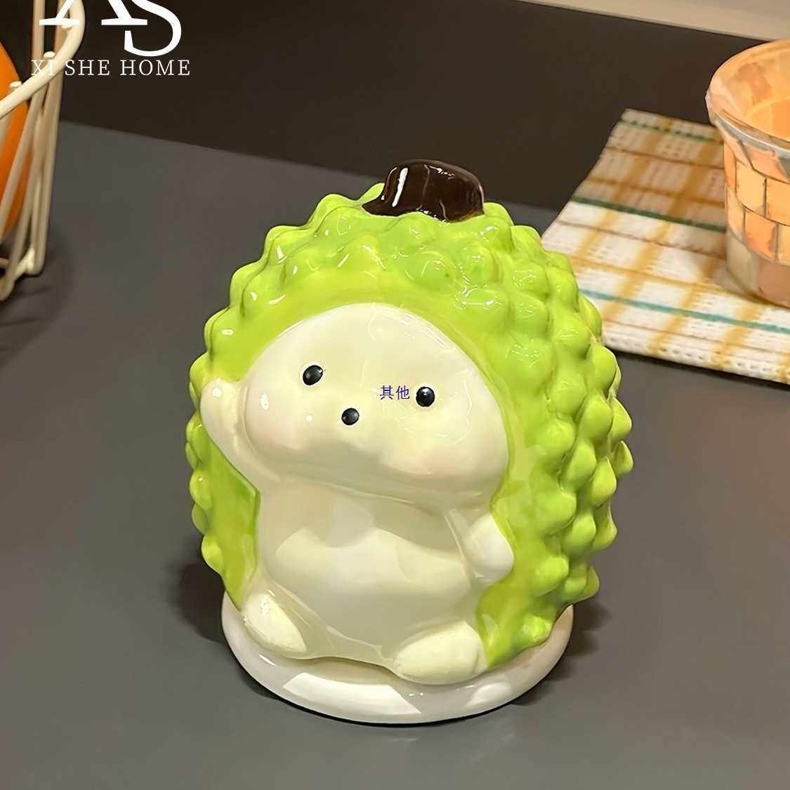 牙签盒刺猬陶瓷牙签筒棉签牙线收纳牙签罐创意陶瓷高颜值摆件