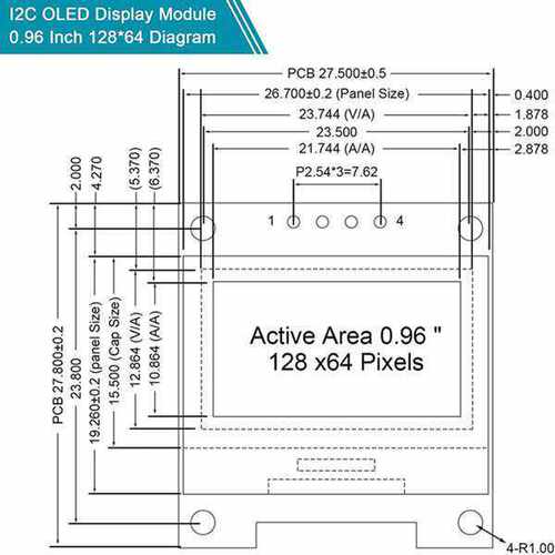 1套 蓝色 电子元件  0.96寸黄蓝双色I2C IIC通信 4针12864 OLED液