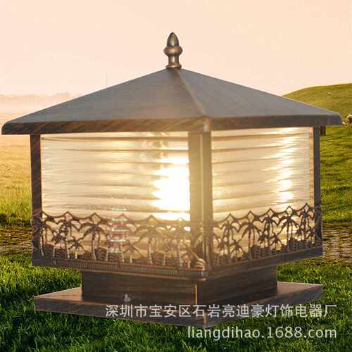 厂家生产户外LED墙头铁艺柱头灯欧式公园别墅门柱庭院灯