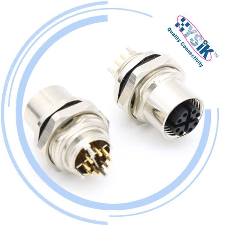 M12 X-code 8芯 面板安装工业传感器PCB工业相机以太网高速传输