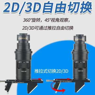 大视场3D电子显微镜镜头 2D/3D自由切换 19X-136X变倍镜头