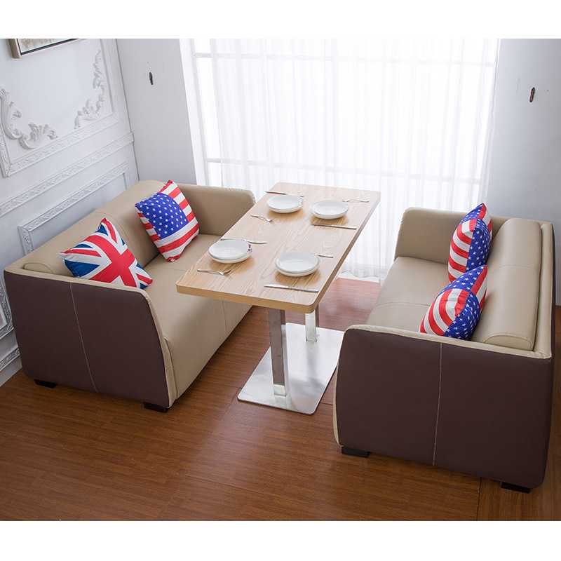 现代简约奶茶店桌椅组合卡座休闲沙发餐饮咖啡厅小方桌商业用圆桌