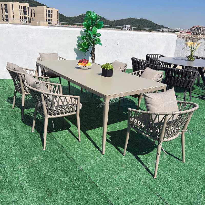 沃登室外庭院花园桌椅北欧咖啡厅藤椅样板房露台阳台家具藤艺桌子