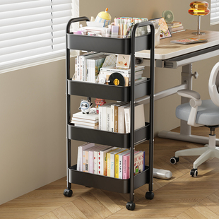 书架多层落地置物架零食书包收纳架客厅厨房储物架子可移动小推车