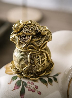 家居装饰品陶瓷大象摆件电视柜酒柜客厅旺宅葫芦裂纹釉工艺品