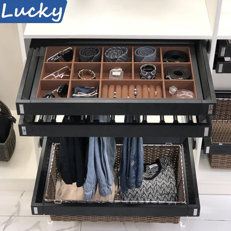 拉克多功能衣柜阻尼滑轨百宝首饰多宝格收纳分类推拉裤架衣柜拉篮