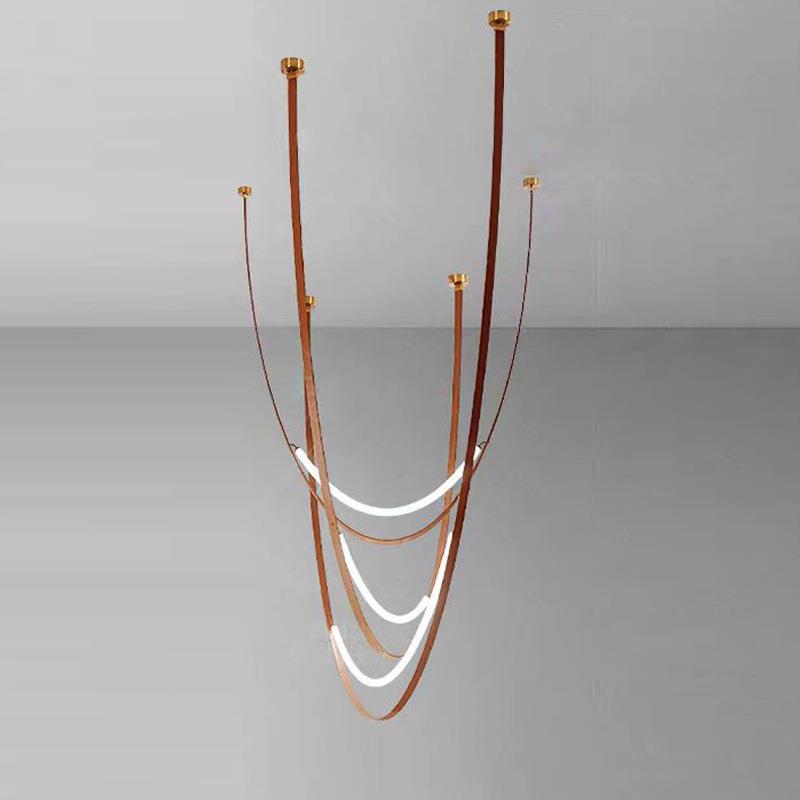 皮带吊灯北欧简约皮带客厅餐厅复式楼楼梯间别墅皮带吊灯