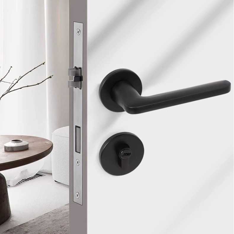 雷鸟门锁室内卧室房门锁家用锁具门把手分体黑灰色极简木门锁