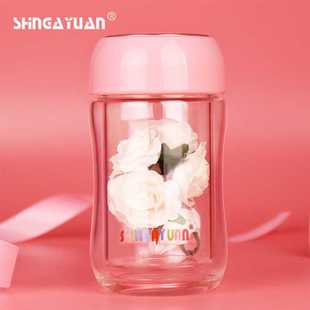 新家园透明双层玻璃杯创意时尚迷你杯子口袋杯送闺蜜三八节礼品杯