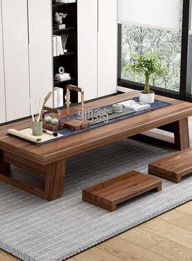 z%简约纯实木日式茶桌禅意阳台榻榻米茶几长条矮桌简易经济型长条